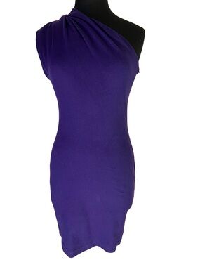 American Apparel Asymmetrical One-Shoulder Dark Purple Cotton Casual Dress